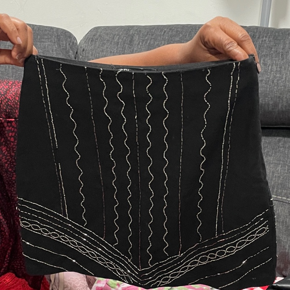 Zara Black Mini Skirt with White Stitching